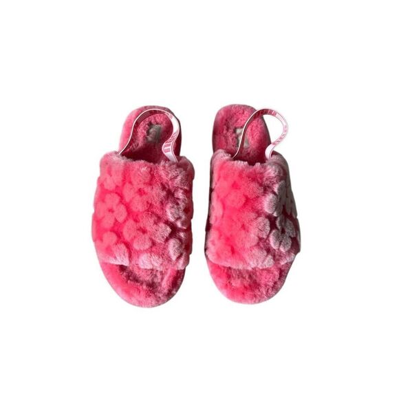 UGG Fluff Yeah Slide Poppy Strawberry Sorbet Sheepskin size 10 Pink Sandals Slip - Picture 3 of 12